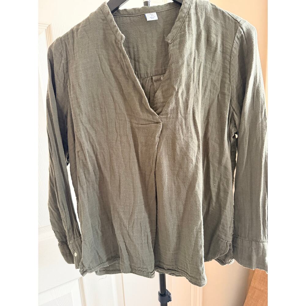 3 for $9 Old Navy Cotton Blend Green Soft Crinkle V Neck Shirt EUC S